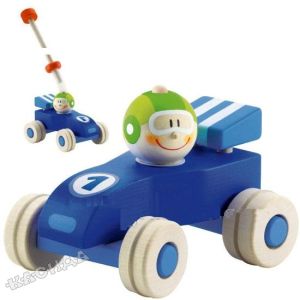 Sevi - Дървена играчка за бутане СПОРТНА КОЛА F1