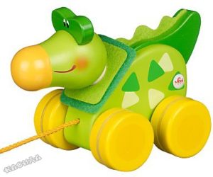 Sevi - Дървена играчка за дърпане Mini КРОКОДИЛЧЕ