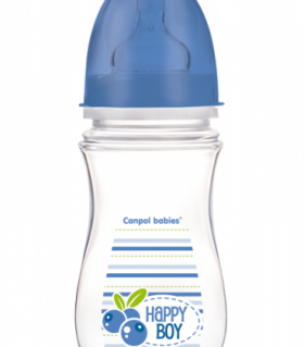 Canpol - Анти-колик шише с широко гърло Easy Start *Fruits* 240мл. - синьо