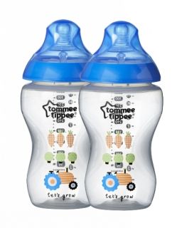 TOMMEE TIPPEE Декорирани шишета 340 ml за хранене 2 бр. сини