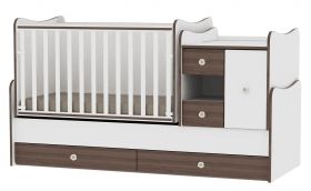 Дървено детско легло-люлка Bertoni Lorelli MiniMAX Бяло/Орех