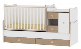 Дървено детско легло-люлка Bertoni Lorelli MiniMAX Бяло/Бук