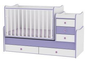 Детско дървено легло-люлка MAXI Plus Bertoni Lorelli Бяло/Виолетово