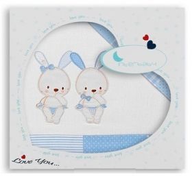 Interbaby - Спален комплект от 3 части *Two Little Rabbits* за кошара 60/120см