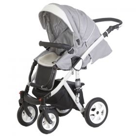 Бебешка комбинирана количка 2в1 DIZAIN BABY Naomi Plus - Сива еко кожа