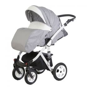 Бебешка комбинирана количка 2в1 DIZAIN BABY Naomi Plus - Сива еко кожа