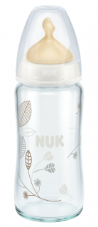 NUK FC стъклено шише 240мл с каучуков биберон микс