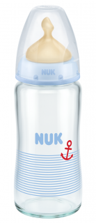 NUK FC стъклено шише 240мл с каучуков биберон микс