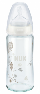 NUK FC стъклено шише 240мл със силиконов биберон микс