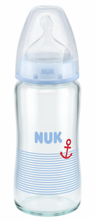 NUK FC стъклено шише 240мл със силиконов биберон микс