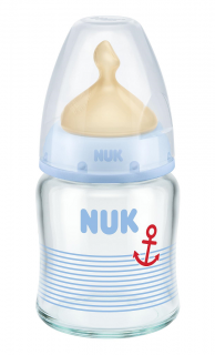 NUK FC стъклено шише 120мл с каучуков биберон - микс