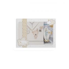 Interbaby -  Детски спален комплект от 3 части Teddy беж (60x120см) + термометър за бебешка вана