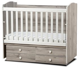 Детско легло-люлка Dizain Baby *Деси* 60/120 см с подвижна решетка Северен Дъб