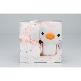 Interbaby одеяло с играчка розов Пингвин 