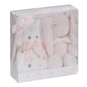 Interbaby одеяло с играчка розовo Зайче