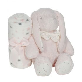 Interbaby одеяло с играчка розовo Зайче