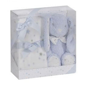 Interbaby одеяло с играчка синьо Зайче