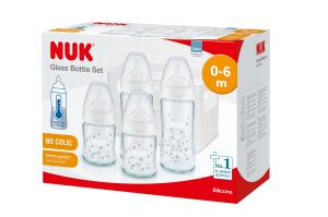NUK FC Стартов сет шишета със силиконов биберон 2х240мл + 2х120мл + Кошница