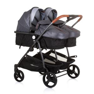 Chipolino Количка за близнаци Duo Smart сива