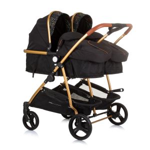 Chipolino Количка за близнаци Duo Smart обсидиан