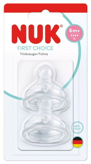 NUK FIRST CHOICE+ биберон храна силикон 2 бр. 6+ 4 капки
