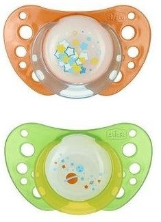 Chicco - Комплект силиконови залъгалки Physio Air светеща 4м+ - 2бр