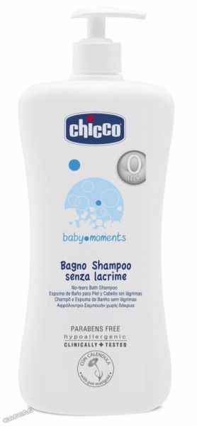 Chicco Baby Moments- Бебешки шампоан и пяна за вана без сълзи 500 ml.