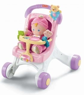 Музикална бебешка проходилка/количка за кукли Fisher Price Stroll Along Walker