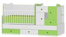 Детско дървено легло-люлка Bertoni SONIC Бяло Зелено/White Green