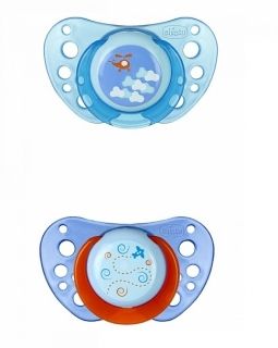 Chicco - Комплект силиконови залъгалки Physio Air Blue 4м+ - 2бр