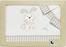 Interbaby - Луксозен спален комплект от 3 части *Зайчета* със сатениран памук