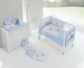 Interbaby - Бебешки спален комплект от 3 части *Зайче* със сатениран памук - синьо