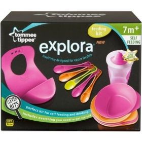 Tommee Tippee - Комплект за хранене  7м+ от 11 части Pink/Orange