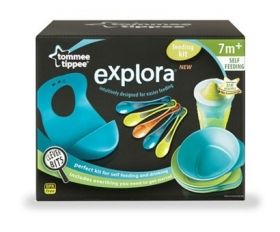 Tommee Tippee - Комплект за хранене 7м+ от 11 части Blue/Green