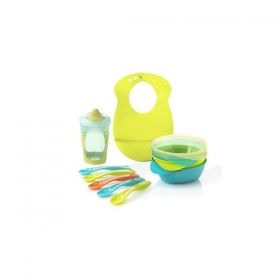 Tommee Tippee - Комплект за хранене 7м+ от 11 части Blue/Green