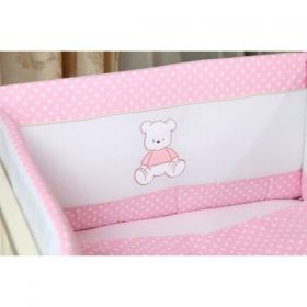 Спален комплект за бебешко легло в 4 части с декорация *Розови точки*