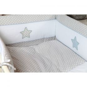 Спален комплект за бебешко легло в 4 части с декорация *Сиви Точки*